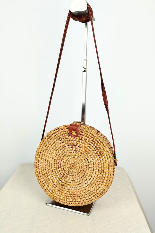 Τσαντάκι στρογγυλό ψαθωτό