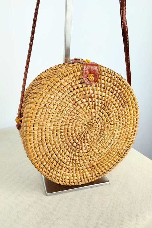 Τσαντάκι στρογγυλό ψαθωτό