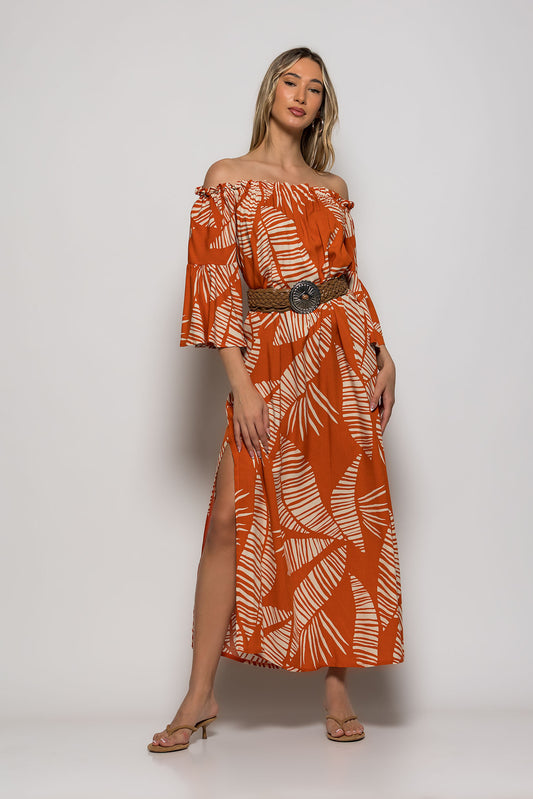 Φόρεμα maxi rayon tropical printed