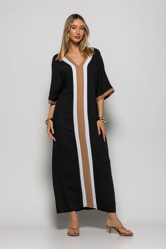 Φόρεμα - Καφτάνι maxi viscose τρίχρωμο