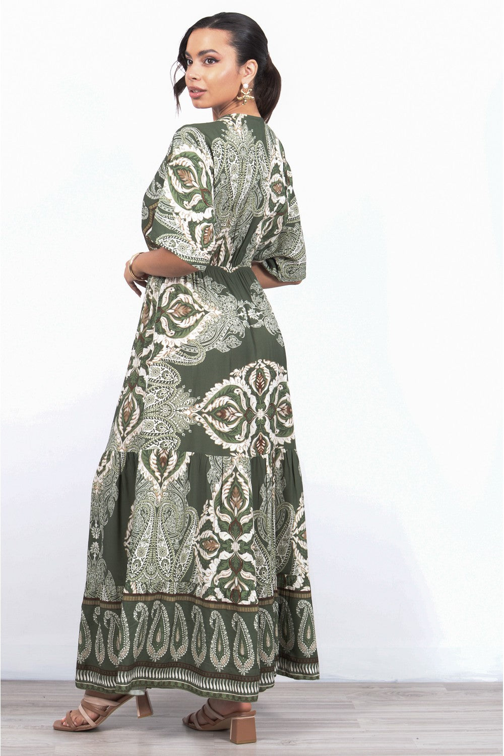 Φόρεμα maxi croise λαχούρ printed