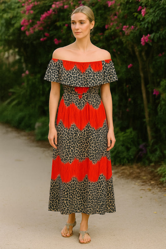 Φόρεμα maxi εμπριμέ animal printed