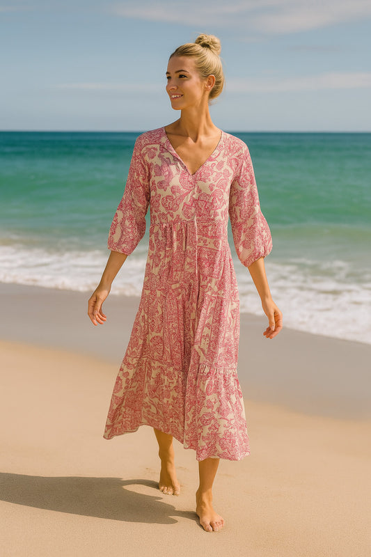 Φόρεμα maxi floral σεμιζιέ με ζώνη