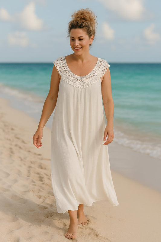 Φόρεμα maxi με κηπούρ λεπτομέρεια