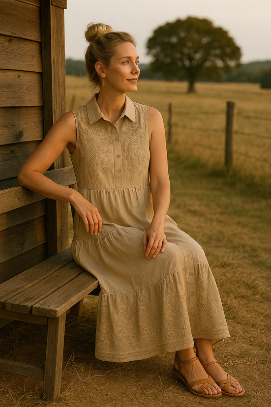 Φόρεμα maxi boho με κέντημα