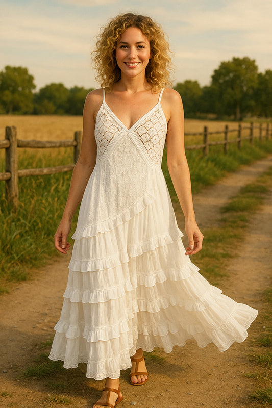 Φόρεμα maxi και βολάν