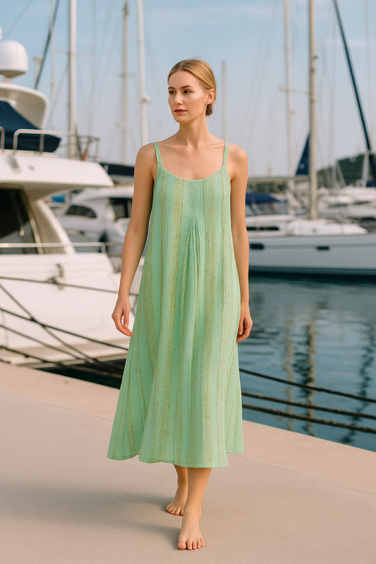 Φόρεμα maxi βαμβακολινό με lurex