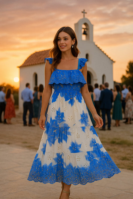 Φόρεμα maxi κηπούρ detailed