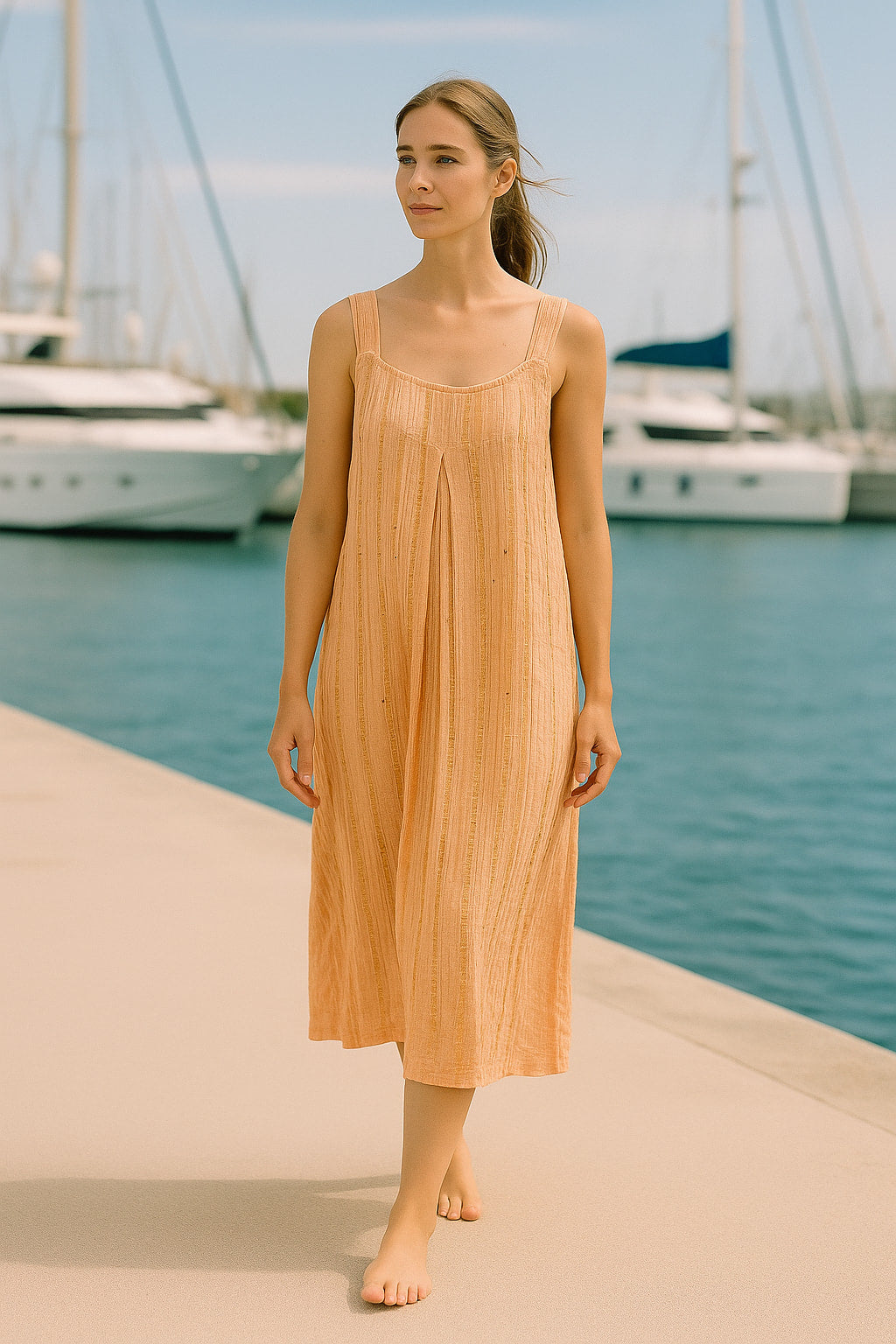 Φόρεμα maxi βαμβακολινό με lurex