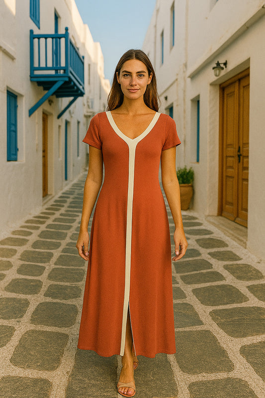 Φόρεμα maxi rib detailed