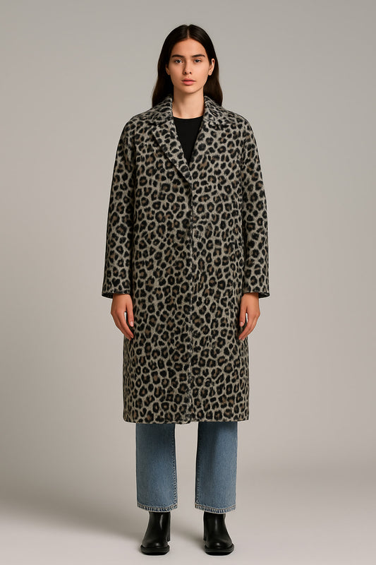 Παλτό midi animal printed