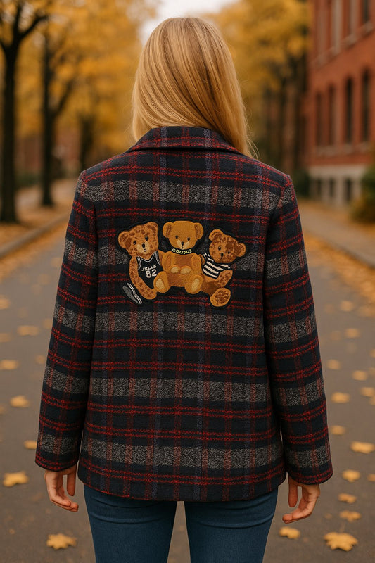 Blazer καρό μάλλινο με στάμπα