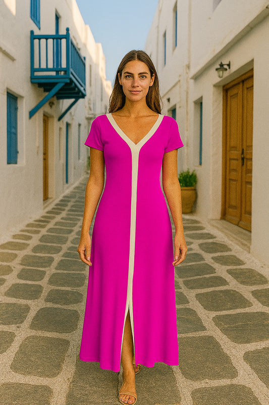 Φόρεμα maxi rib detailed