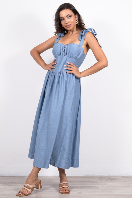 Φόρεμα midi με μπούστο κορσέ