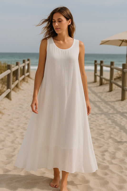 Φόρεμα maxi αέρινο βαμβακερό διπλό