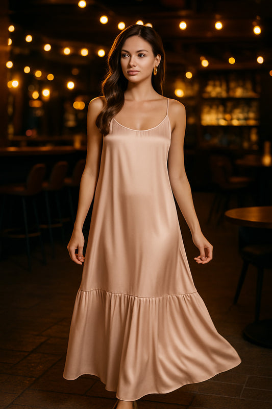 Φόρεμα maxi satin Α γραμμή