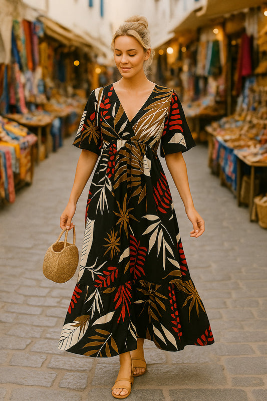 Φόρεμα maxi tropical printed