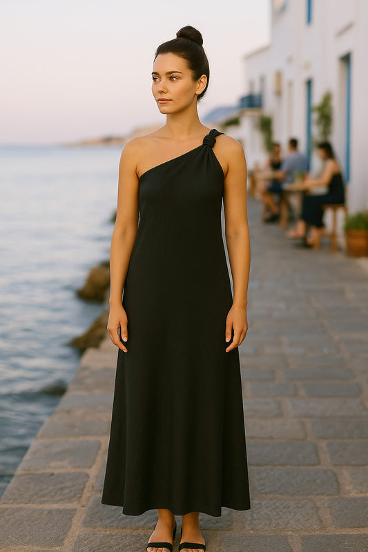 Φόρεμα maxi με έναν ώμο detailed