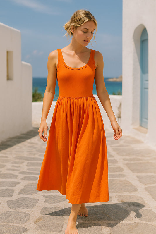 Φόρεμα midi/maxi με ποπλίνα