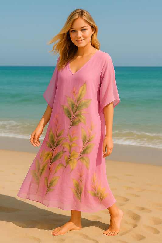 Καφτανοφόρεμα αέρινο maxi floral printed