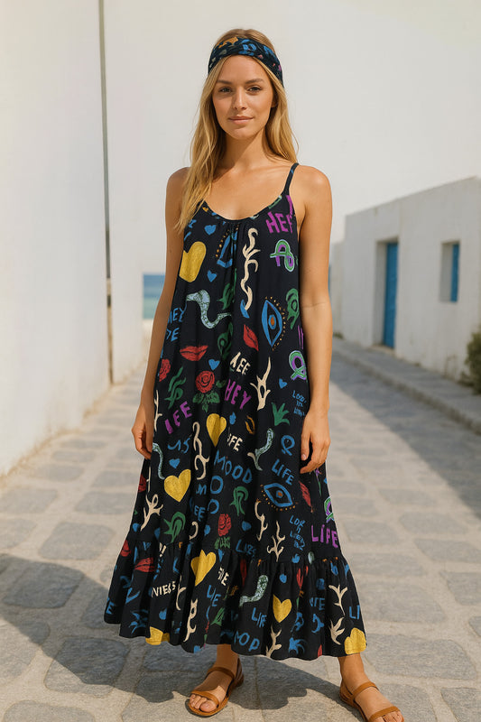 Φόρεμα maxi girly multi printed