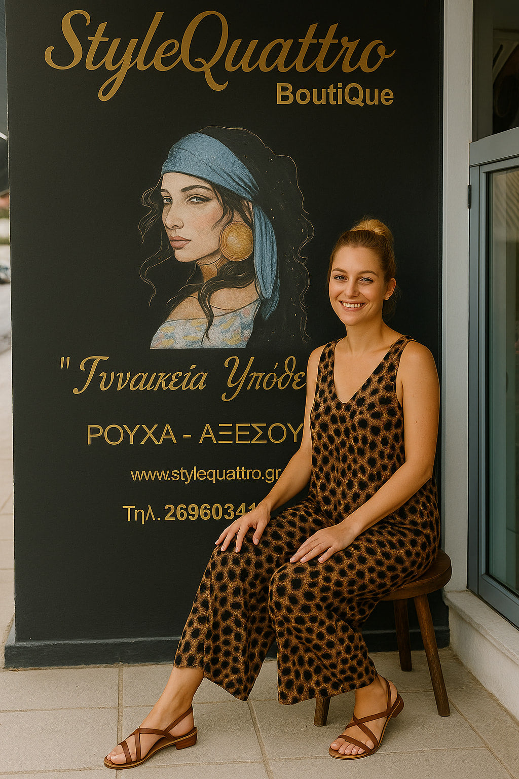 Ολόσωμη φόρμα animal printed με λεπτομέρειες