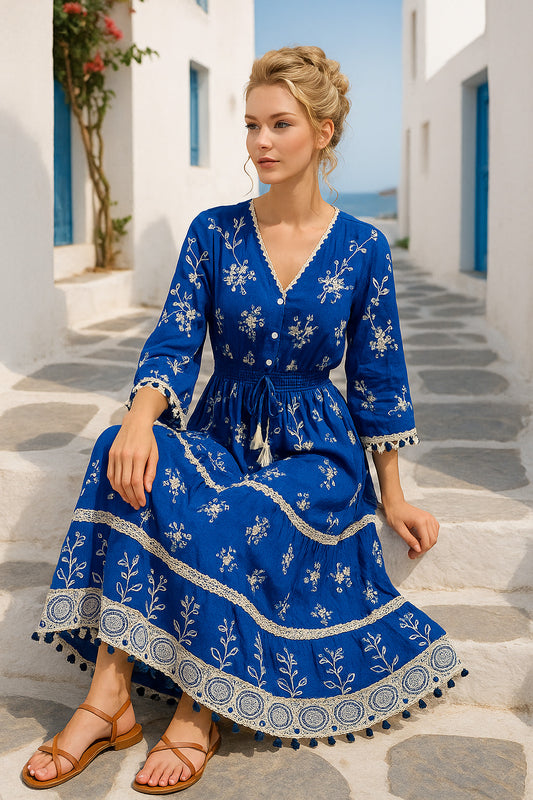 Φόρεμα midi/maxi boho με κέντημα
