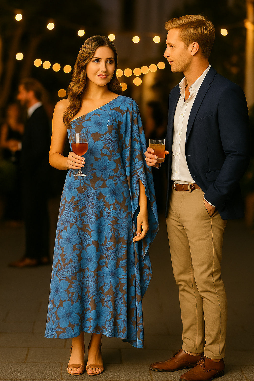 Φόρεμα maxi cocktail floral με έναν ώμο