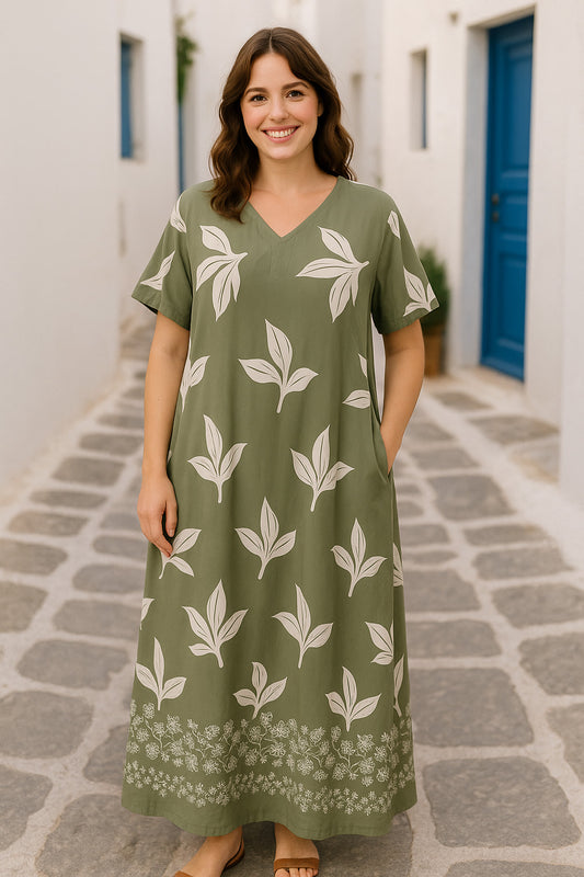 Καφτανοφόρεμα maxi σατινέ oversized multiprinted