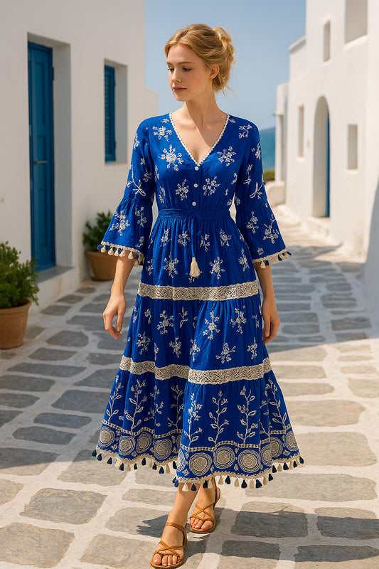 Φόρεμα midi/maxi boho με κέντημα