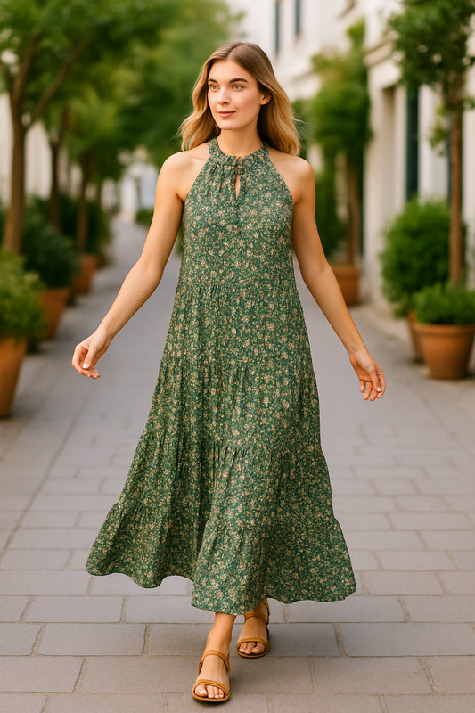 Φόρεμα maxi floral printed βαμβακερό