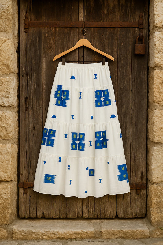 Σετ μπλούζα - φούστα με κεντήματα