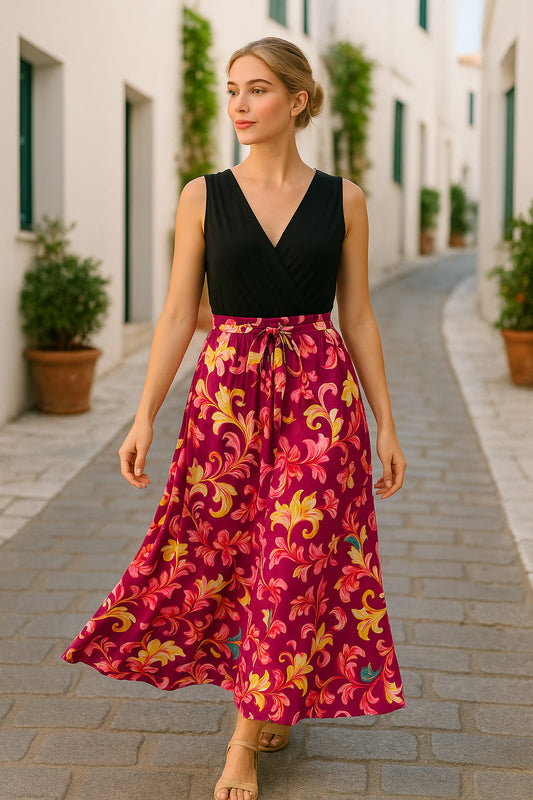 Φόρεμα maxi κρεπ floral printed