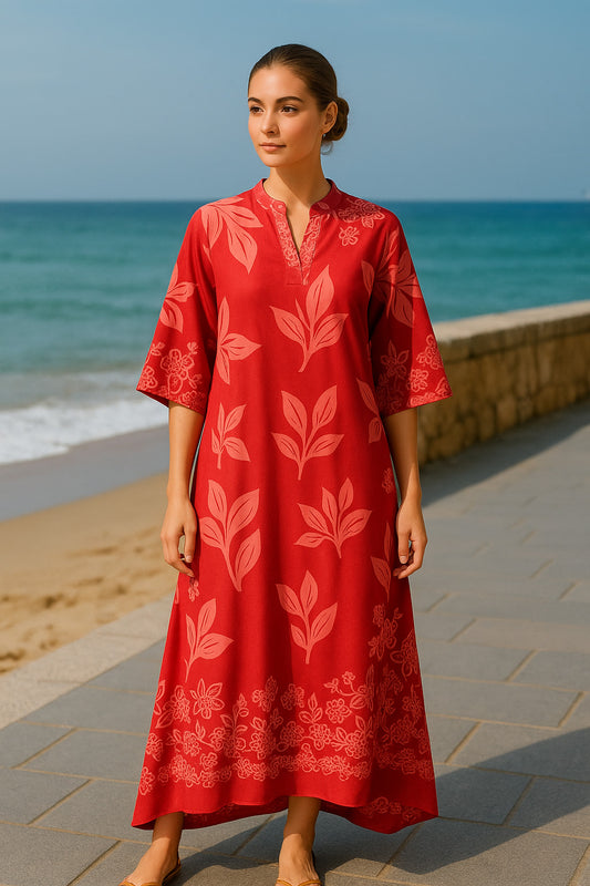 Καφτανοφόρεμα maxi σατινέ floral