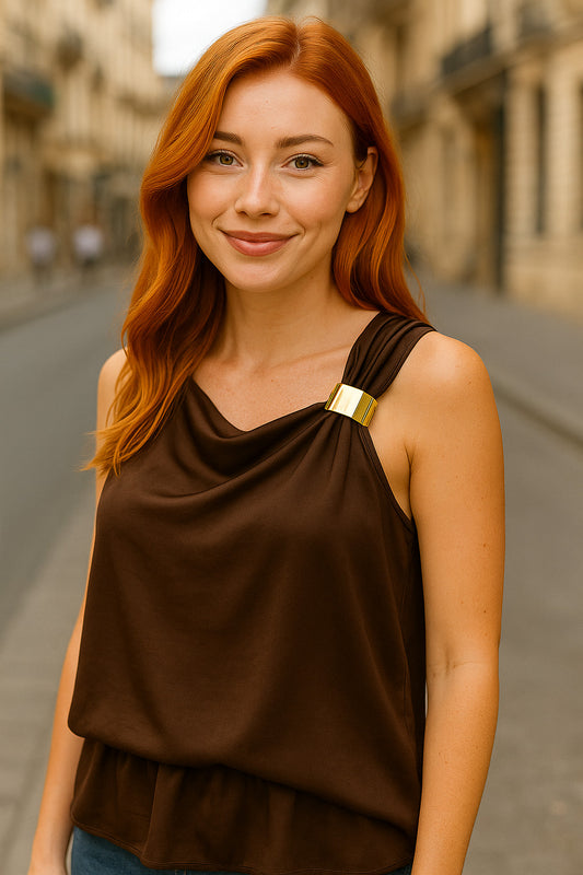 Μπλούζα oversized σατινέ με κρίκο