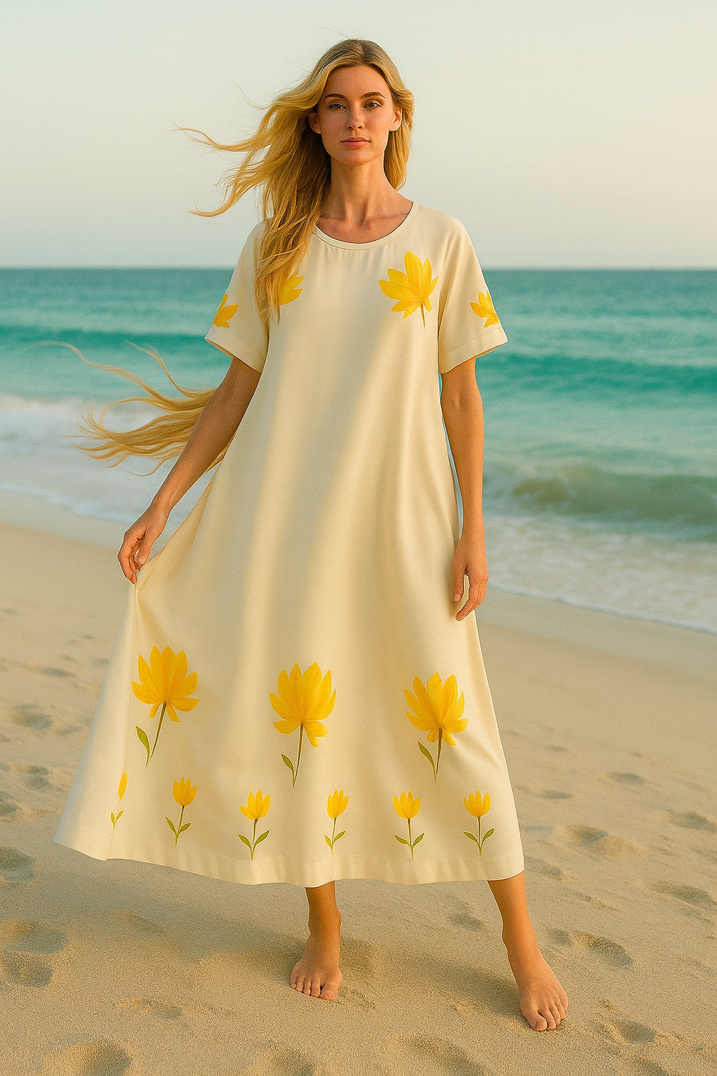 Καφτανοφόρεμα σατινέ floral printed OVERSIZED