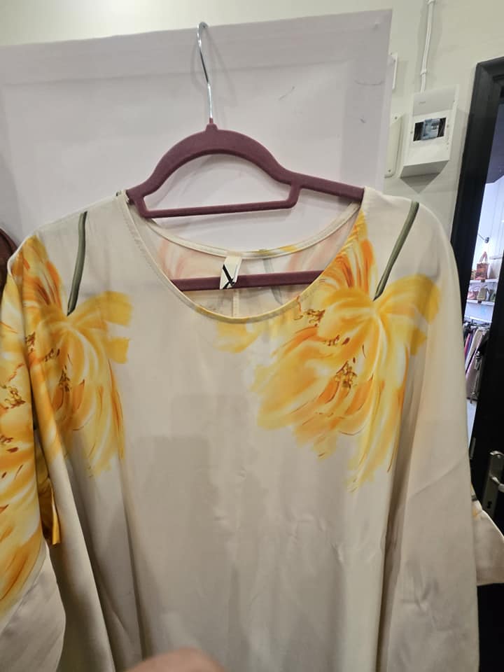 Καφτανοφόρεμα σατινέ floral printed OVERSIZED