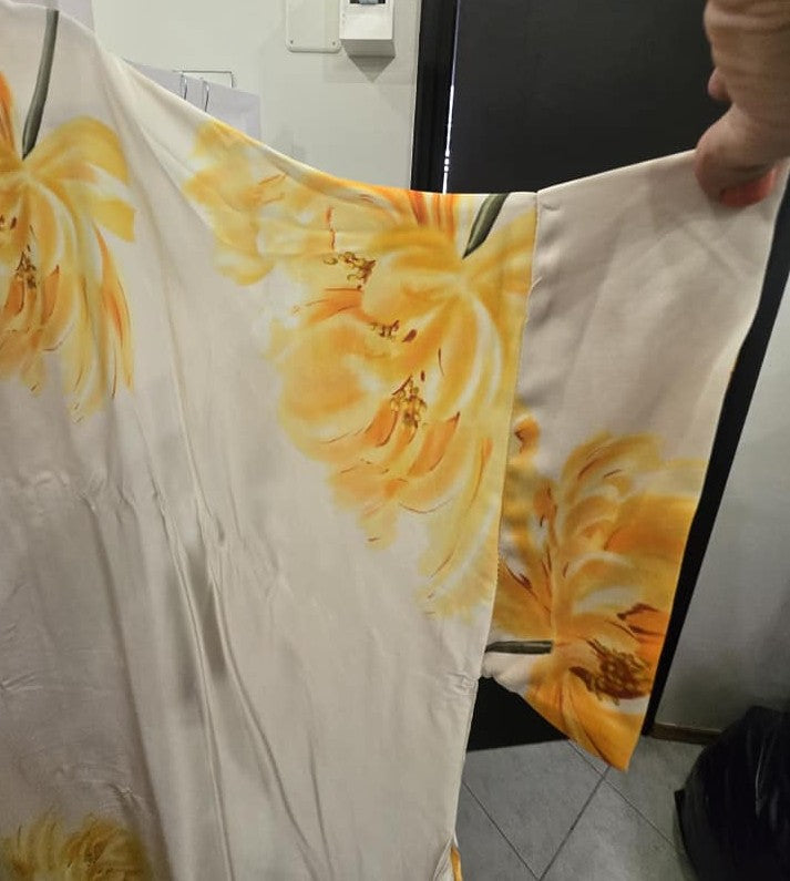 Καφτανοφόρεμα σατινέ floral printed OVERSIZED