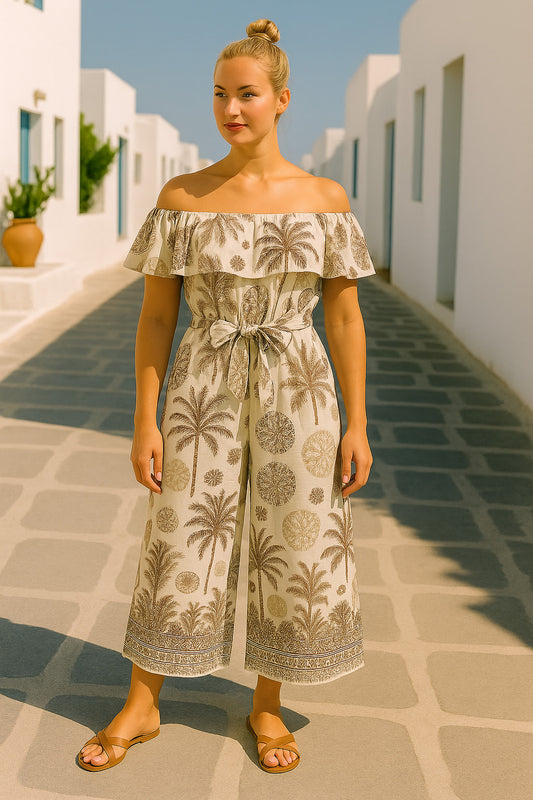 Ολόσωμη φόρμα ποπλίνα tropical printed