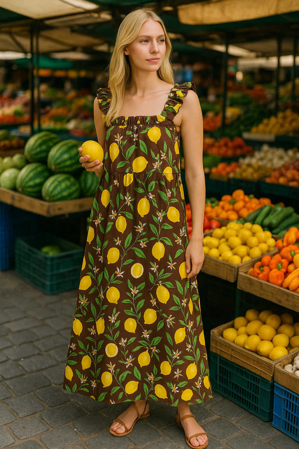 Φόρεμα maxi frutti printed