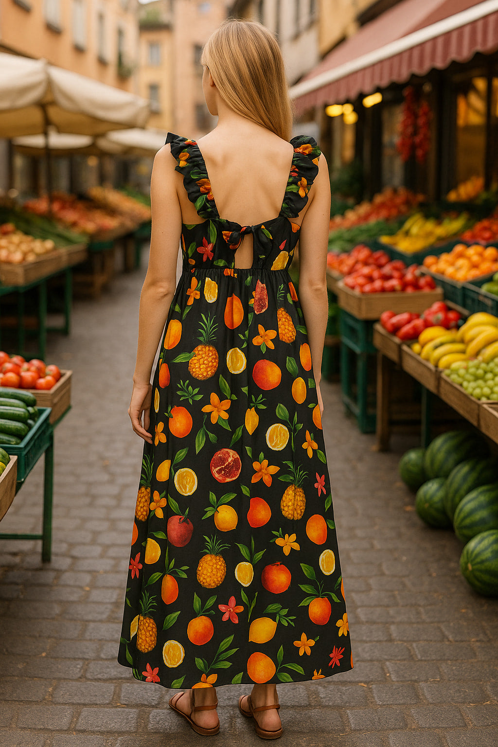Φόρεμα maxi frutti printed