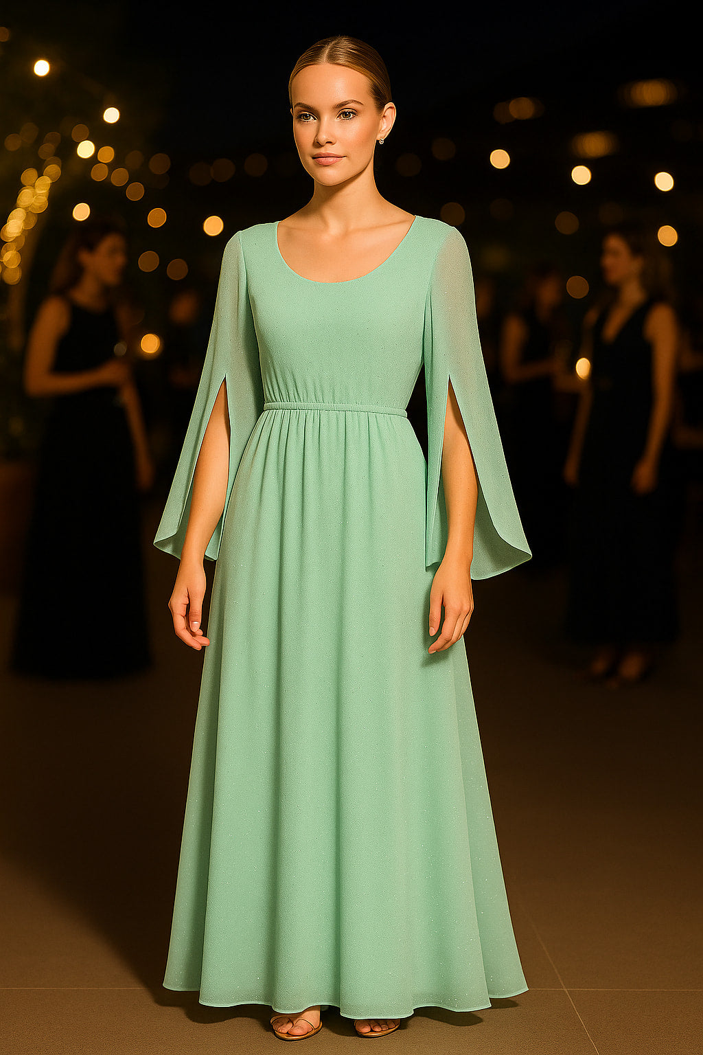 Φόρεμα maxi βραδινό με ασημί strass
