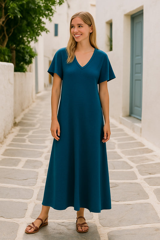 Φόρεμα maxi κρεπ σε Α γραμμή