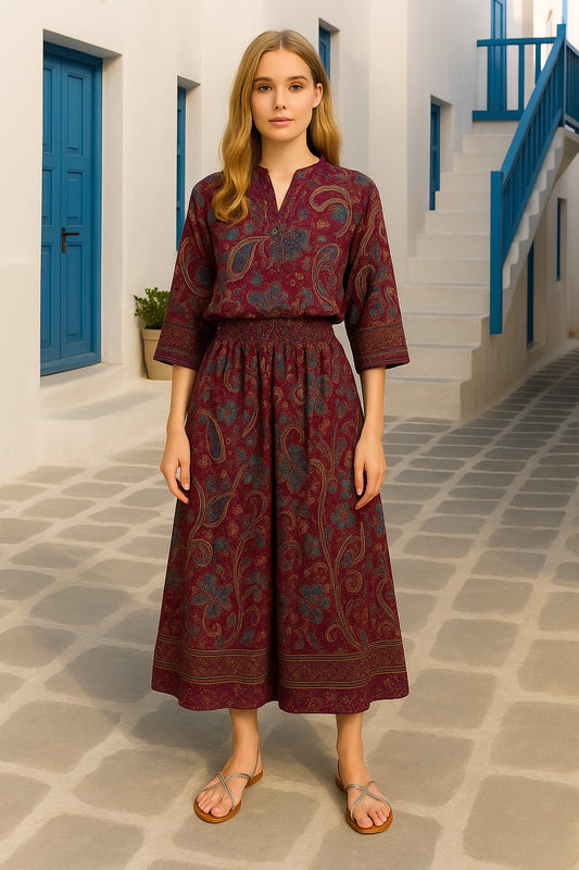 Σετ μεταξωτό μπλούζα - παντελόνα φαρδιά