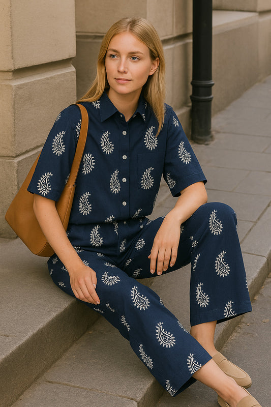 Σετ βαμβακερό με κέντημα λαχούρ