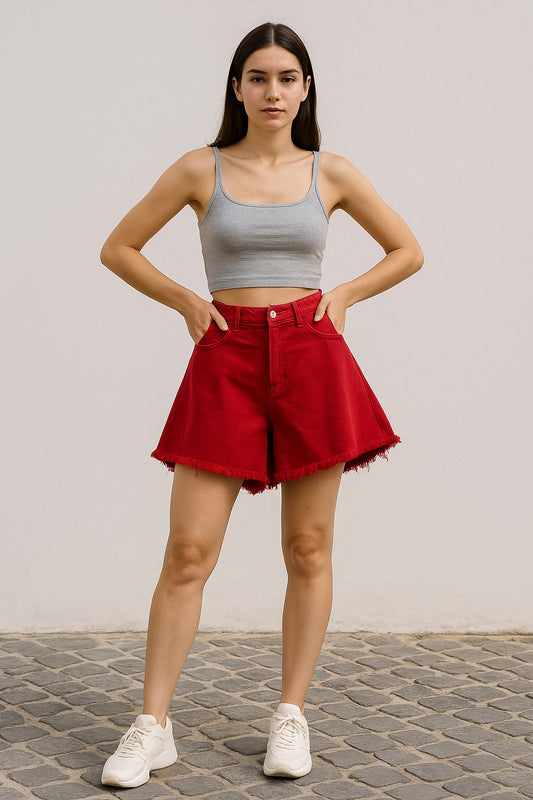 Shorts denim cotton σε Α γραμμή