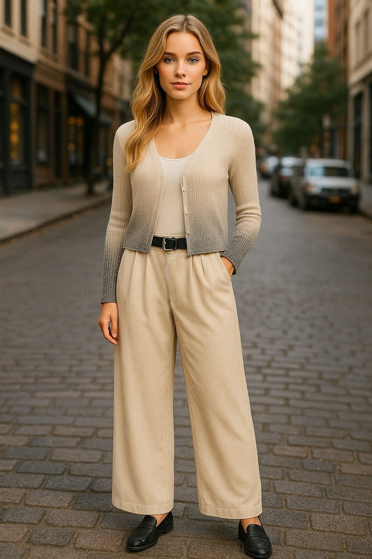 Παντελόνι κρεπ με πιέτες και ζώνη