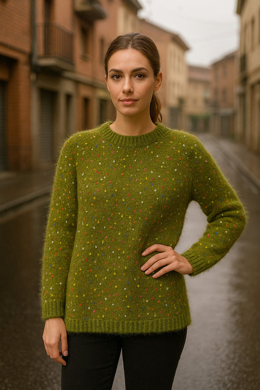 Πουλόβερ αφράτο loose multicolor mohair