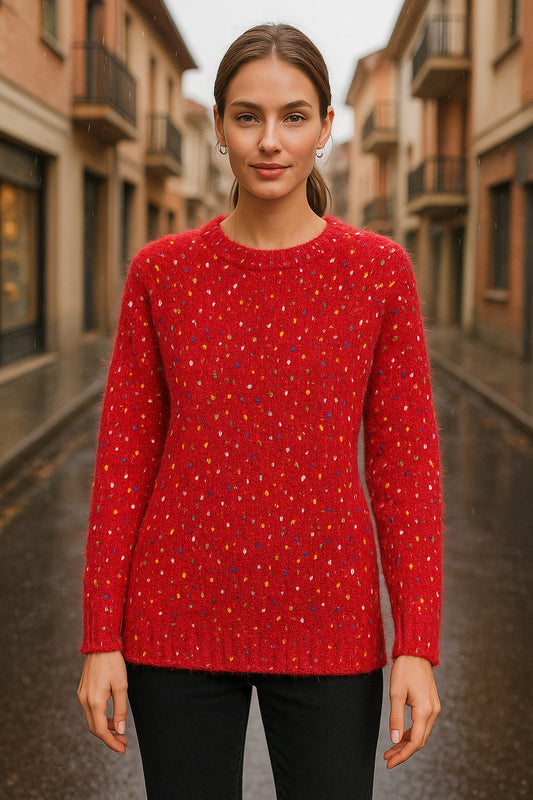 Πουλόβερ αφράτο loose multicolor mohair