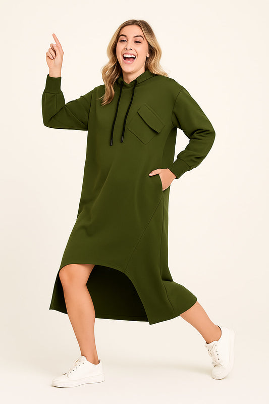 Φόρεμα φούτερ midi ασύμμετρο